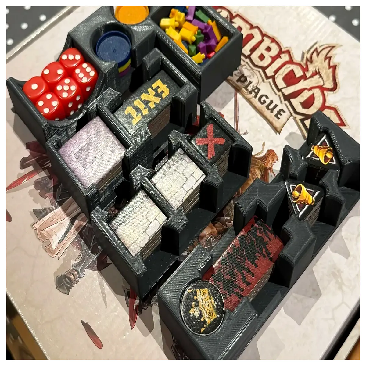 plague zombie apocalypse board game organizer insert tray for card storage and dice management