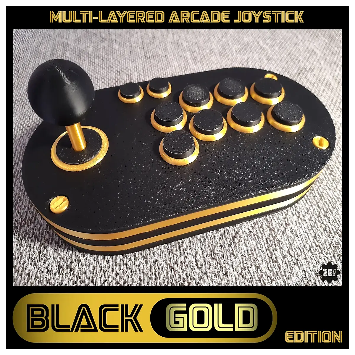 multi tier arcade joystick black gold edition retro gaming controller mount for fight sticks