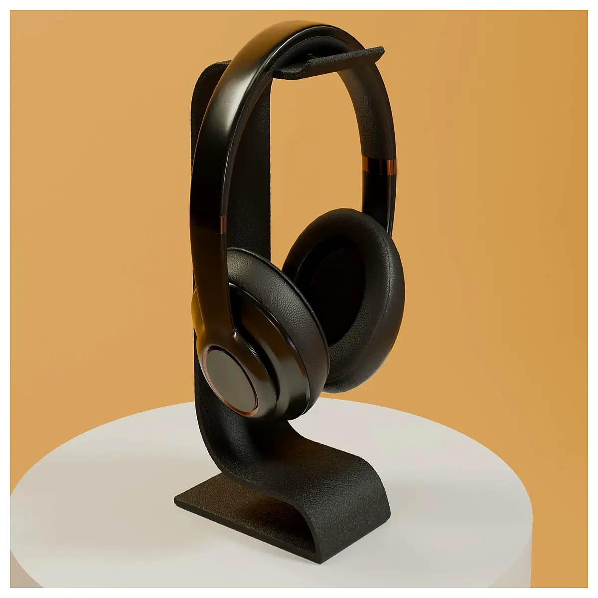leather headphone organizer for desk pu faux hide audio accessory holder rack