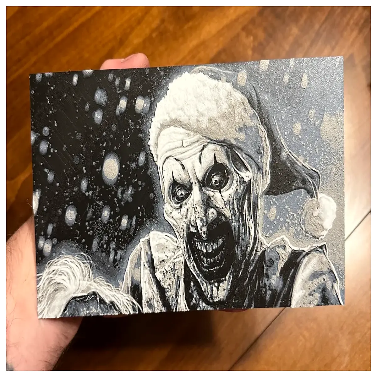 horror art grayscale print spooky face monochrome poster scary decoration