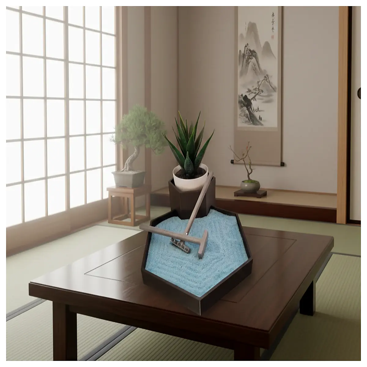 zen garden vase minimalist ceramic home decor meditation corner centerpiece