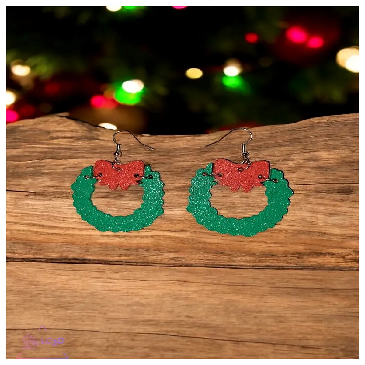 holiday christmas wreath earrings festive greenery gold leaf dangle jewelry for women party gift
