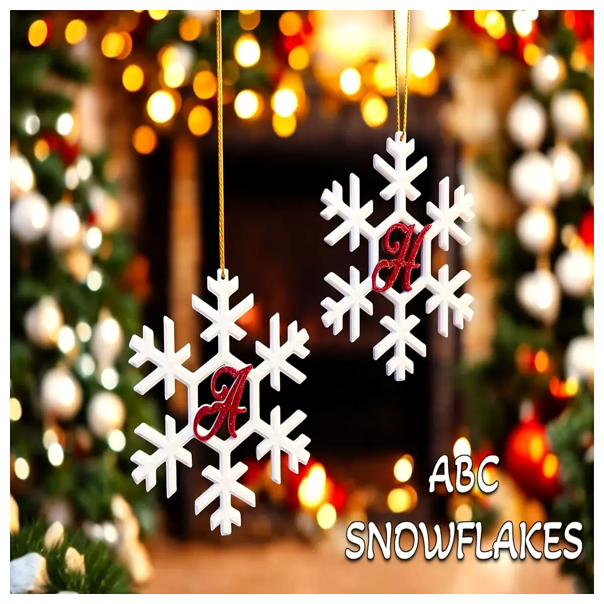 abc snowflake decorative pendant for winter holiday home decor festive christmas tree ornaments and seasonal window hanging accessories