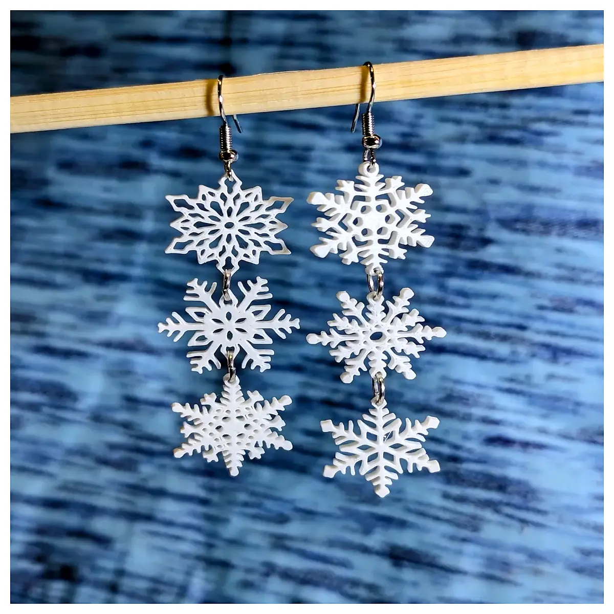 dangling snowflake earrings silver holiday winter party festive jewelry women