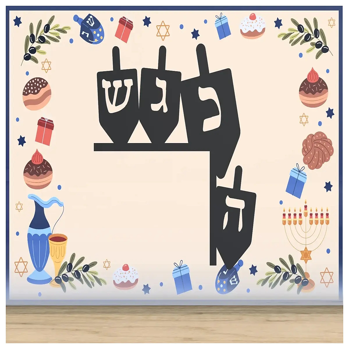 hanukkah dreidel door hanger holiday decor festive wooden spinning top sign for front porch christmas party supplies