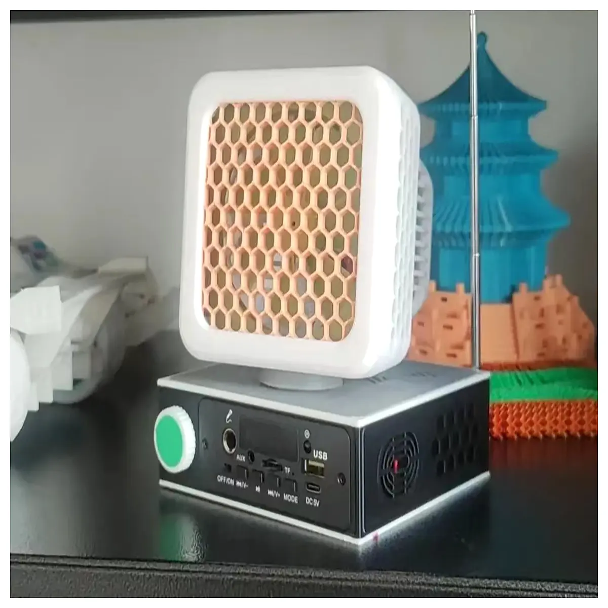 portable bluetooth speaker with and radio rechargeable outdoor camping audio device wireless music player for travel