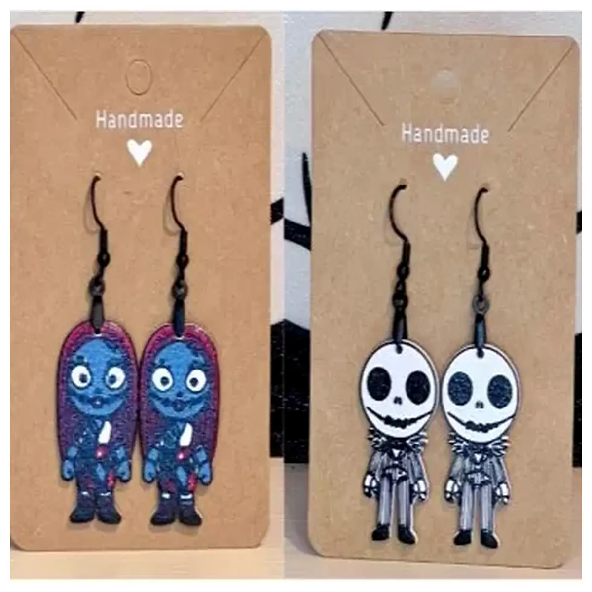 tim nightmare before christmas jack sally earrings gothic punk jewelry fans