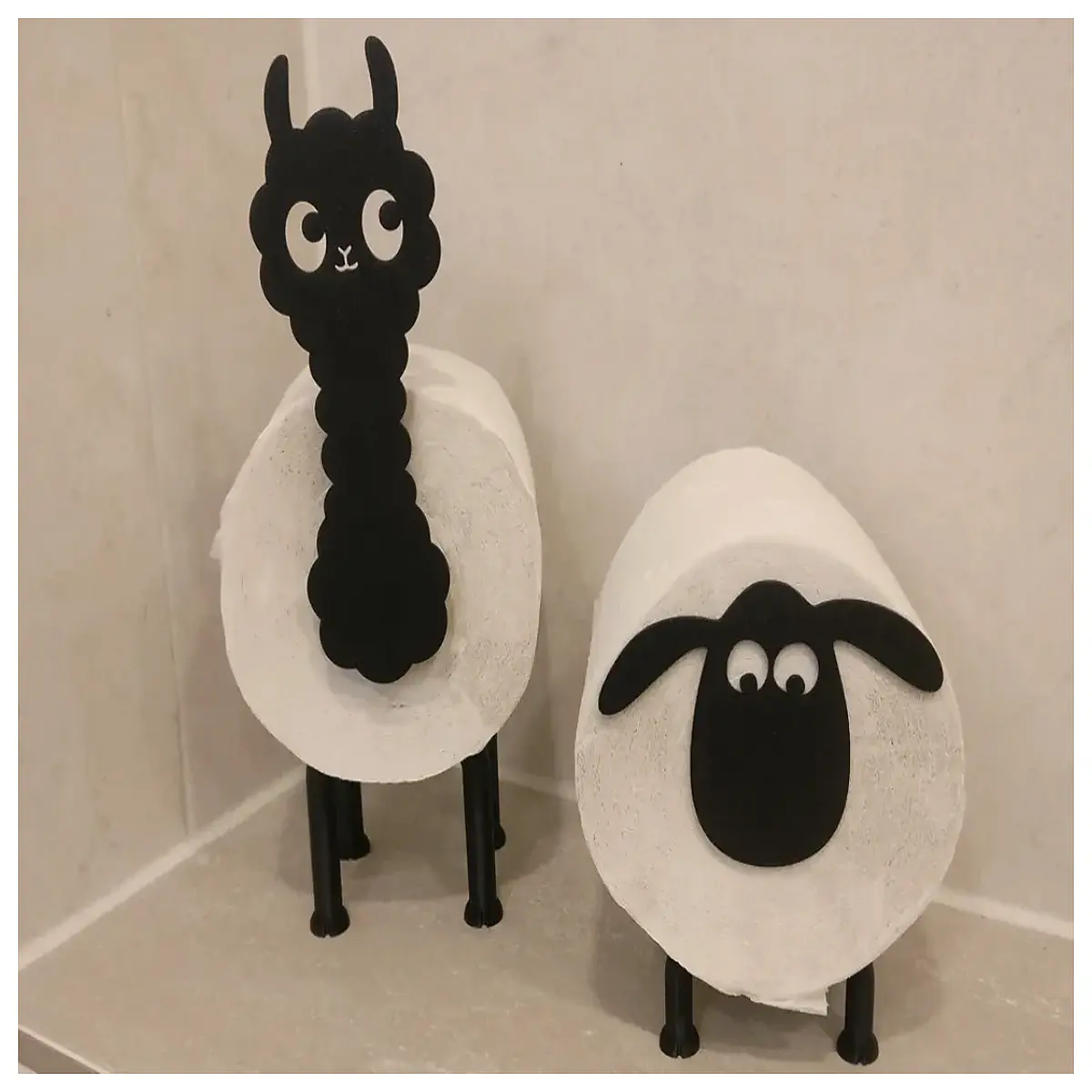 cute llama toilet paper holder clip system monochrome bathroom decor accessories