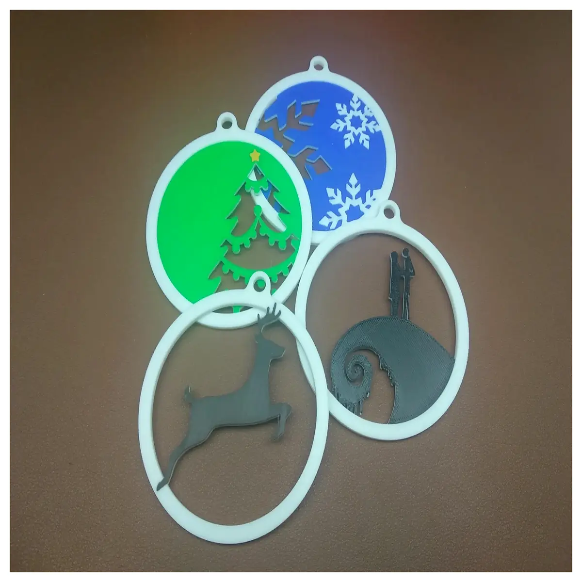 4pc set 2d flat bauble ornaments xmas tree decorations holiday party supplies