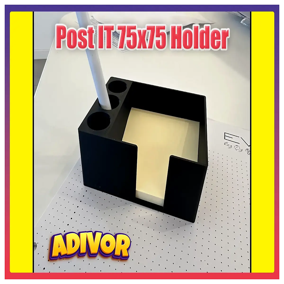 desktop memo pad holder with pen slot organizer for office desk supplies stationery storage box