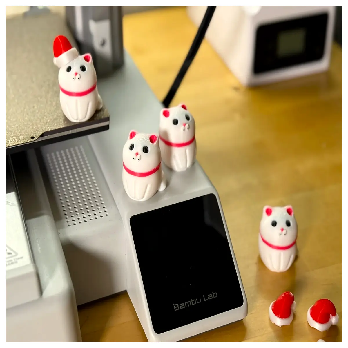 cute fat cat wearing santa hat plushie