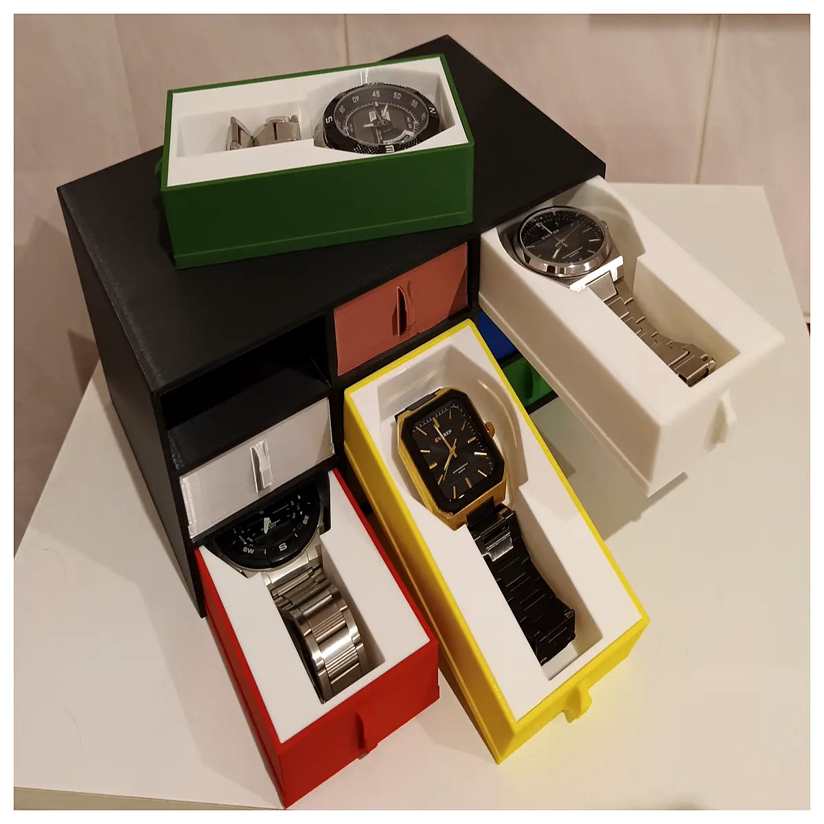 watch storage box organizer for men women multi slot case with mirror travel jewelry holder