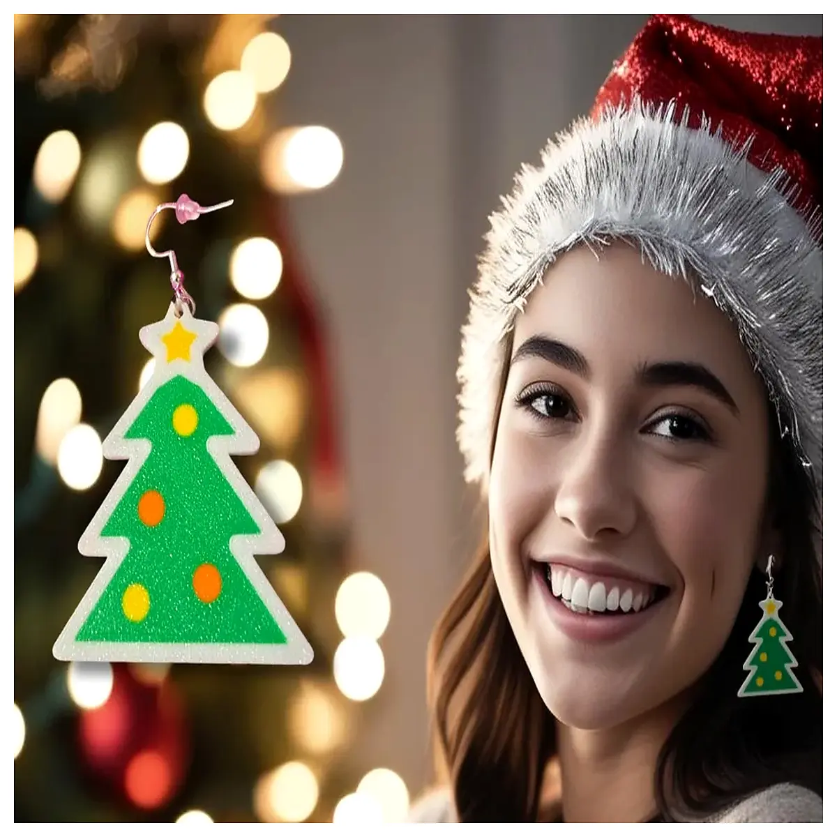 christmas tree earrings for women holiday party festive jewelry gift