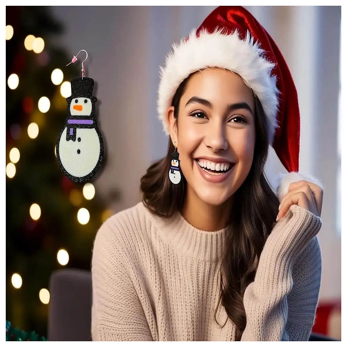 snowman earrings for women winter holiday festive charm dangling studs