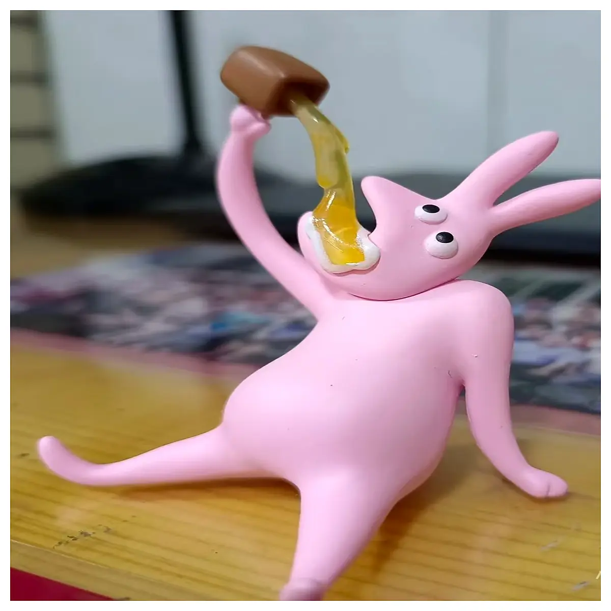 cute pink rabbit abstract art blind box collectible toy surprise figure for desk decoration