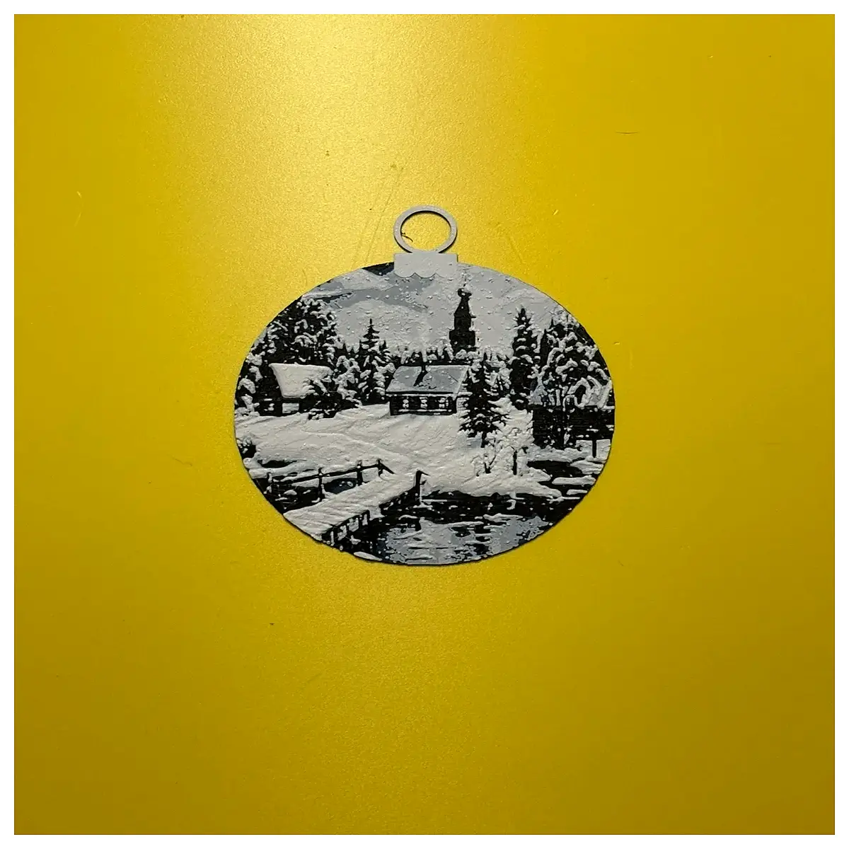 snowy winter wonderland bauble ornament for christmas tree holiday decor