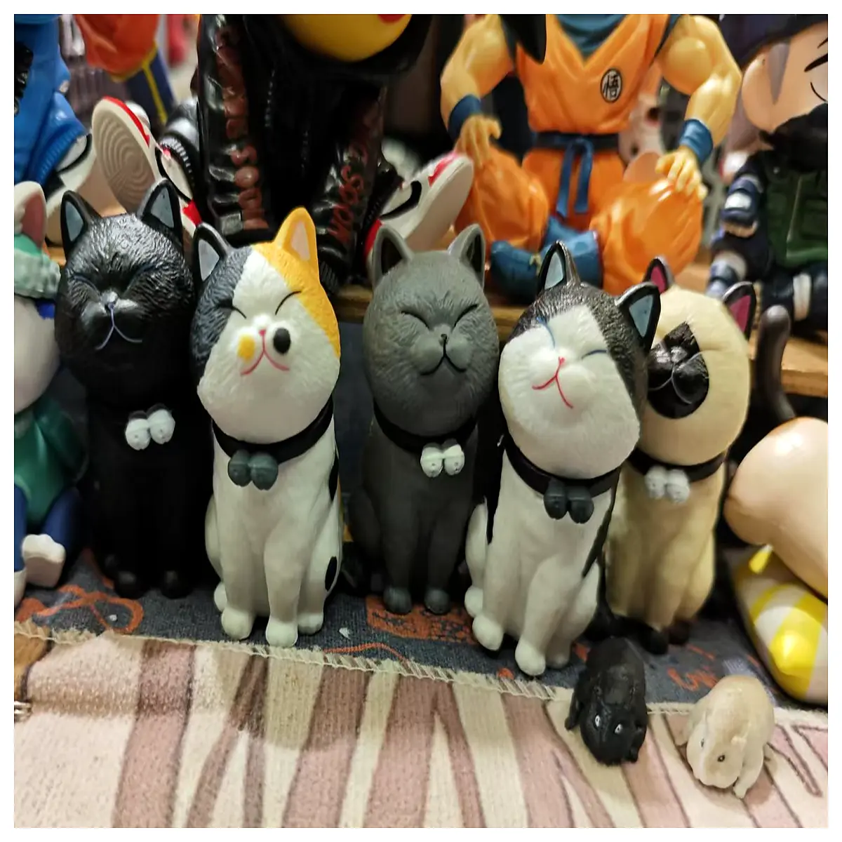 viral cat bell figurine sitting pose meow sound action figure collectible desk toy for kids