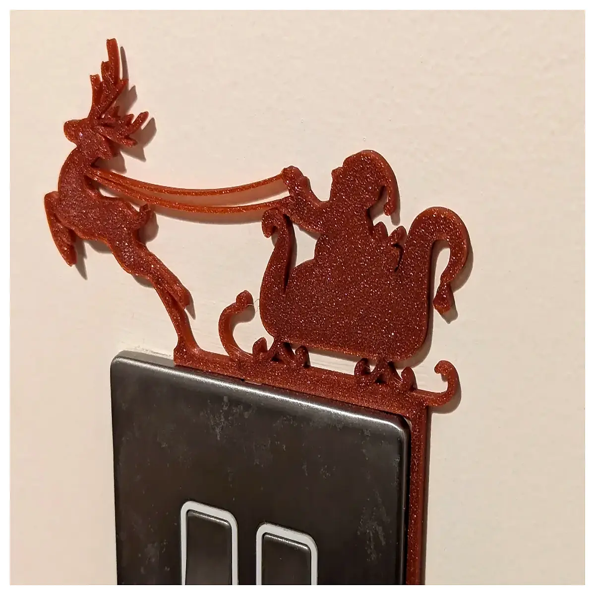 santa claus sleigh switch cover plate christmas decor wall art