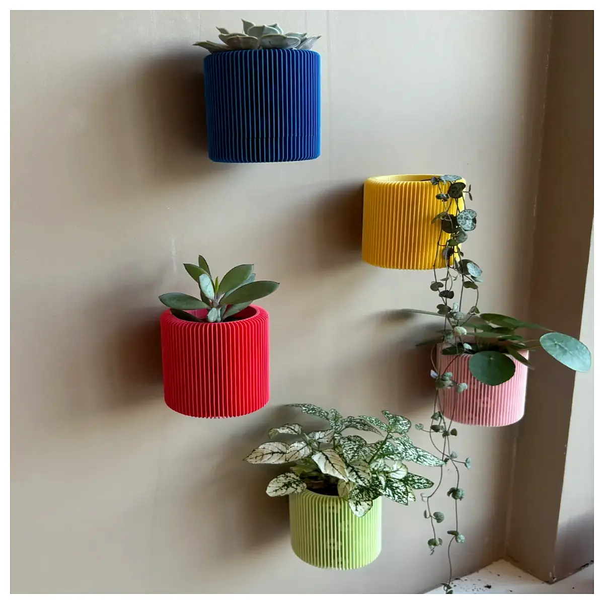 wall mounted planter shelf with ribs vertical garden hanging pot holder for succulents indoor outdoor decor