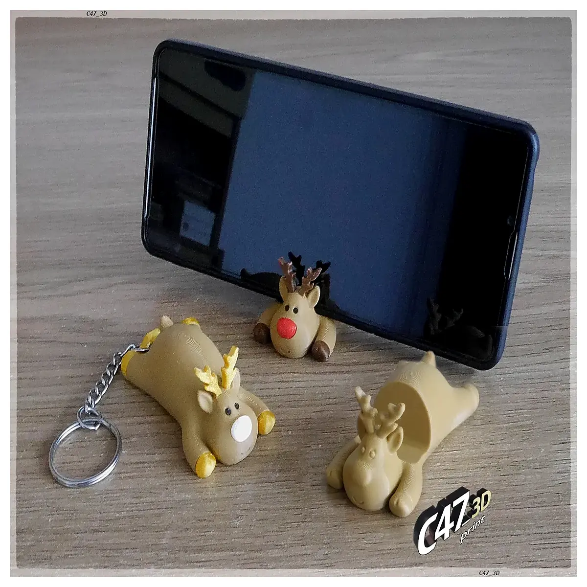 cute reindeer phone holder for desk christmas holiday gift decorative accessory