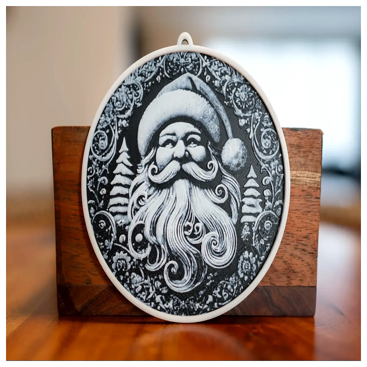 santa claus portrait ornament vintage christmas wall art print holiday home decor gift