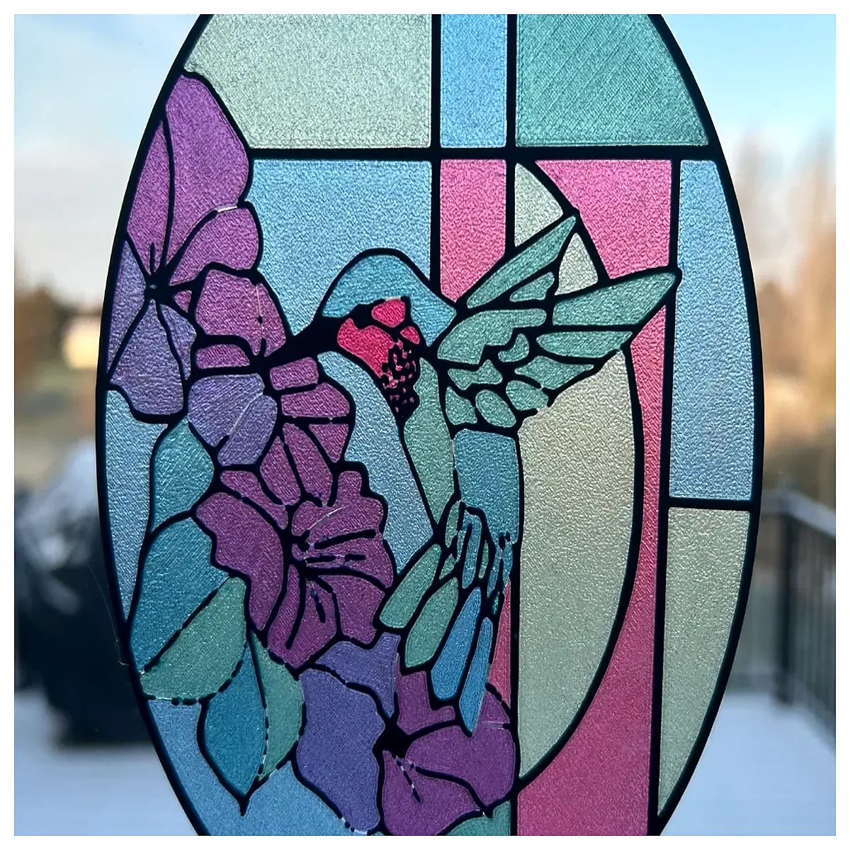 hummingbird stained glass window suncatcher hanging decor for garden patio solar