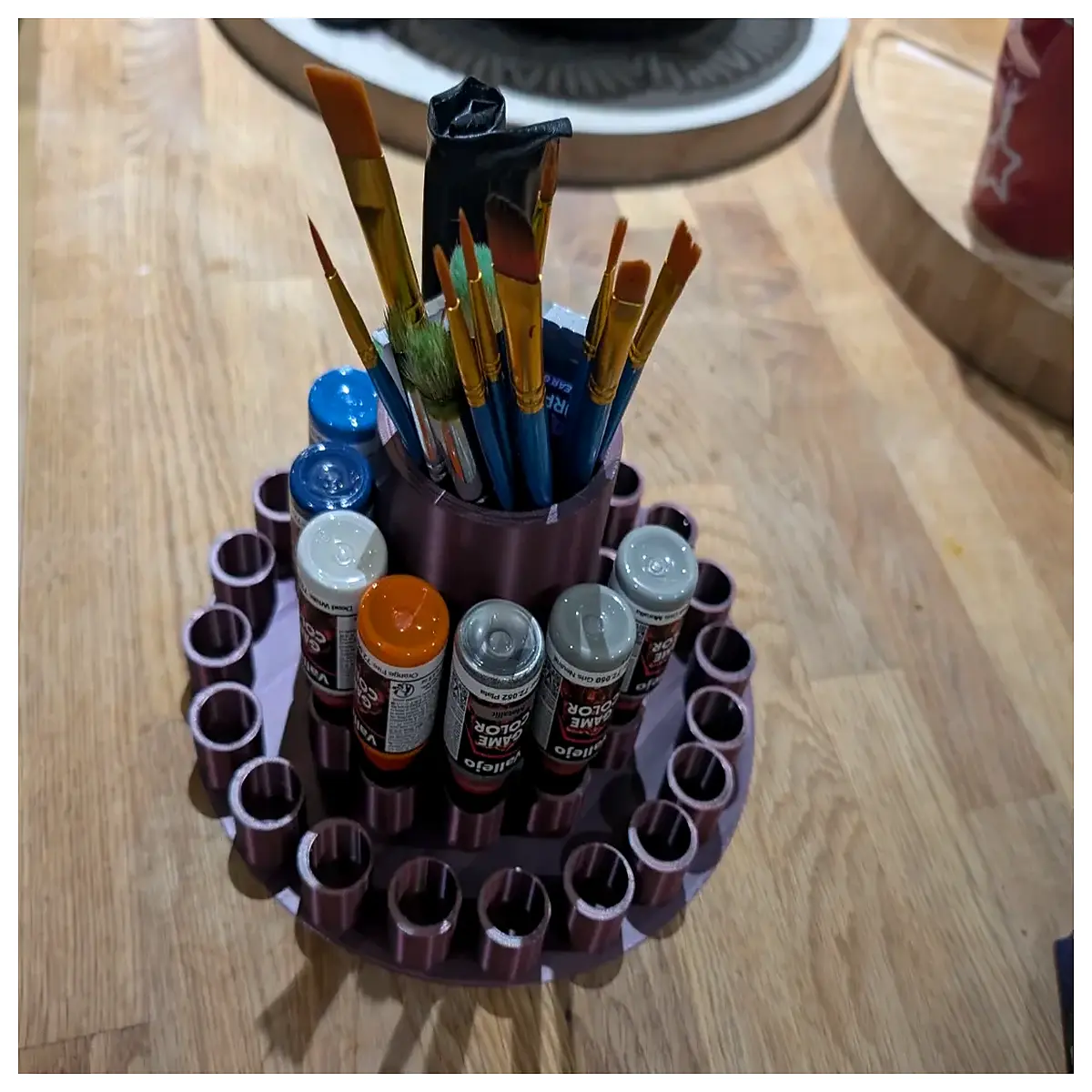 acrylic paint organizer with brush holder for painting hobby supplies