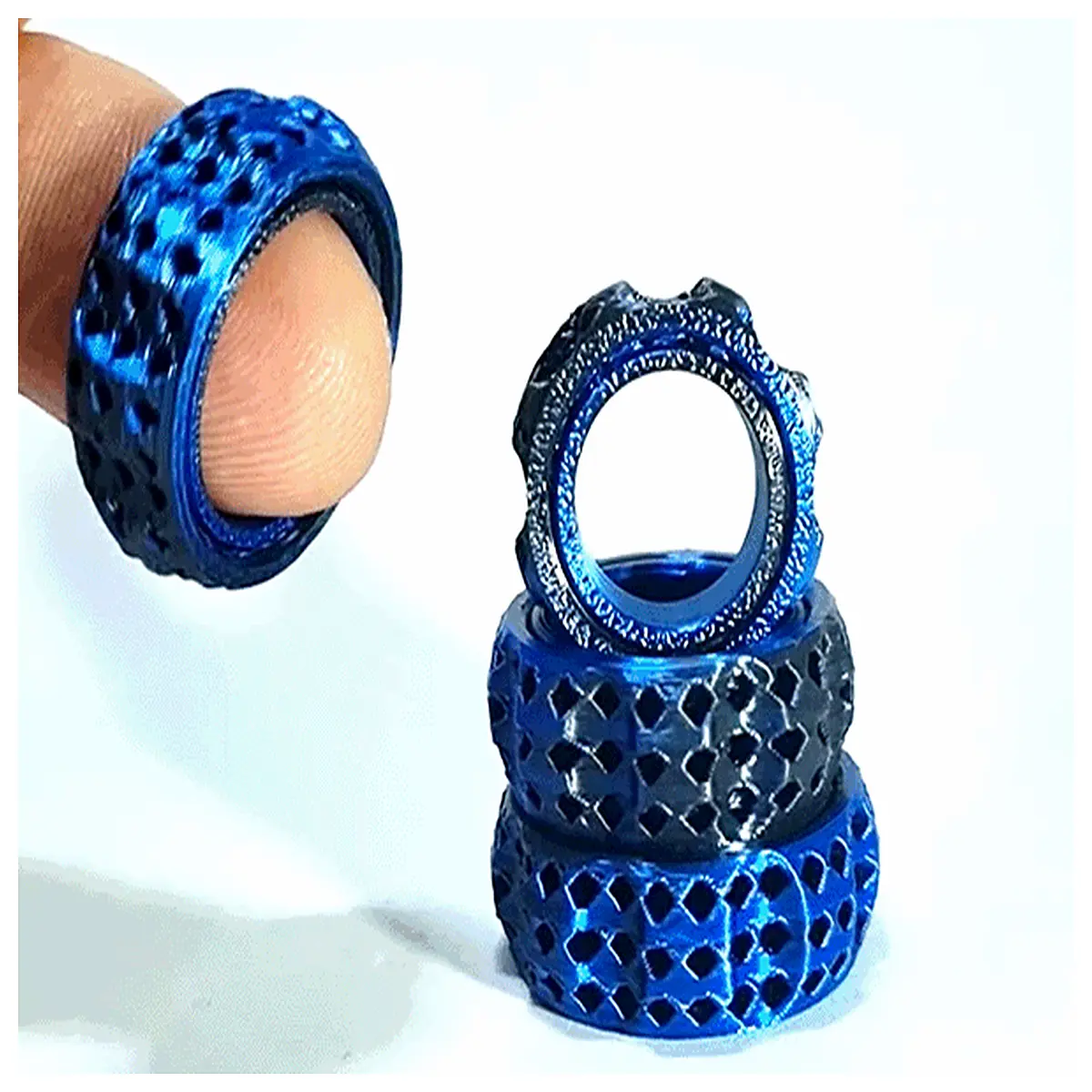 fidget spinner ring 3 hole spinning stress relief anxiety toy for men women adhd aid metal adjustable size 12 20mm