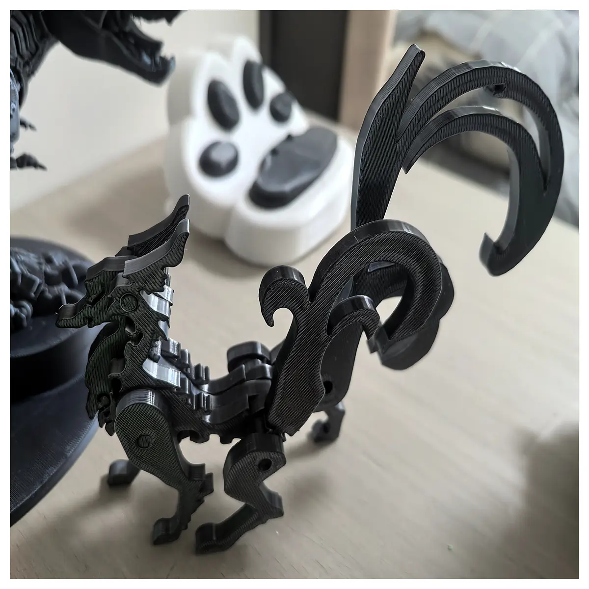 transforming mecha nine tailed fox robot toy sci fi animal mech figure collectible anime style mechanical pet