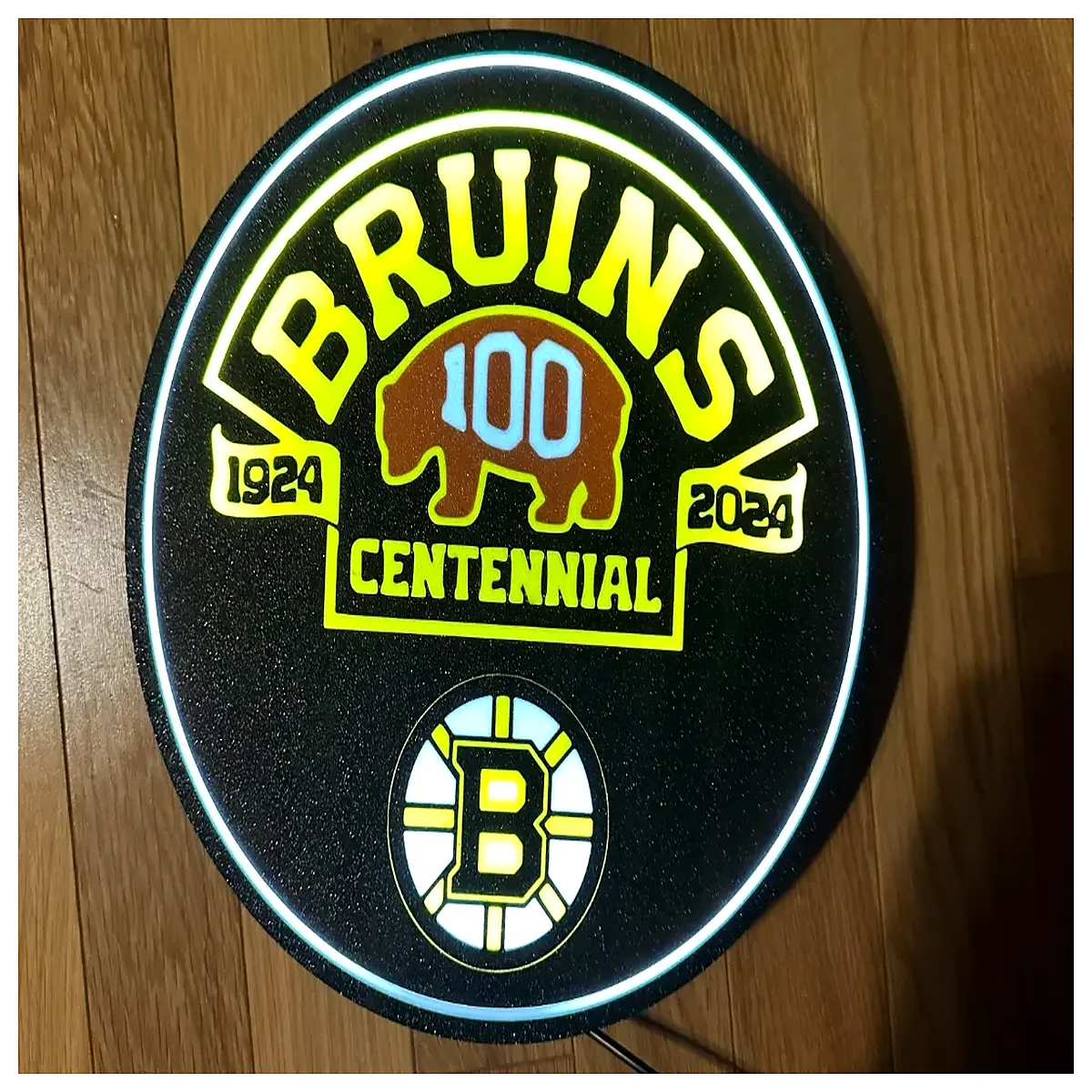 bruins centennial box hockey team neon sign home bar decor gift