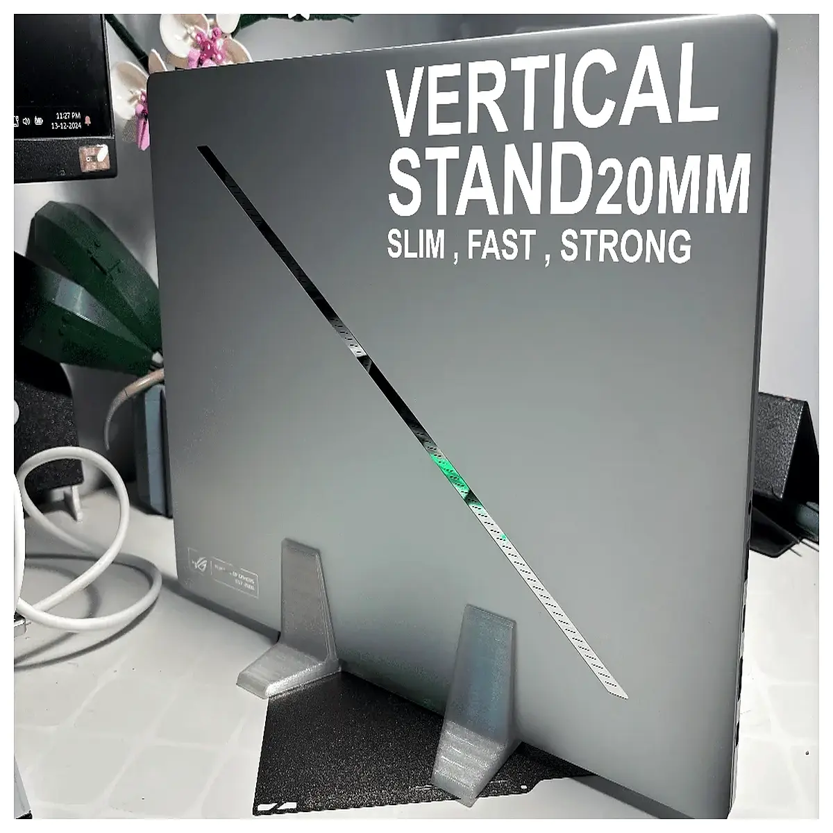 vertical laptop riser 20mm thick aluminum ergonomic desk organizer for pro air cooling ventilation space saving