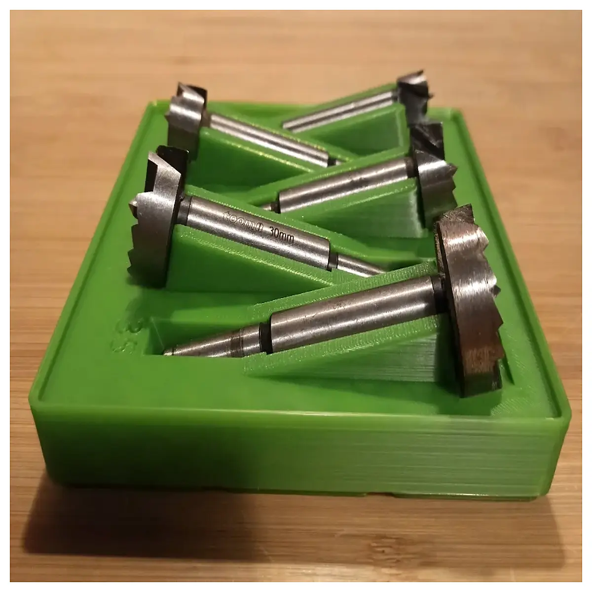 gridfinity organizer for forstner bit storage 15mm 35mm drill bits box workshop tool caddy