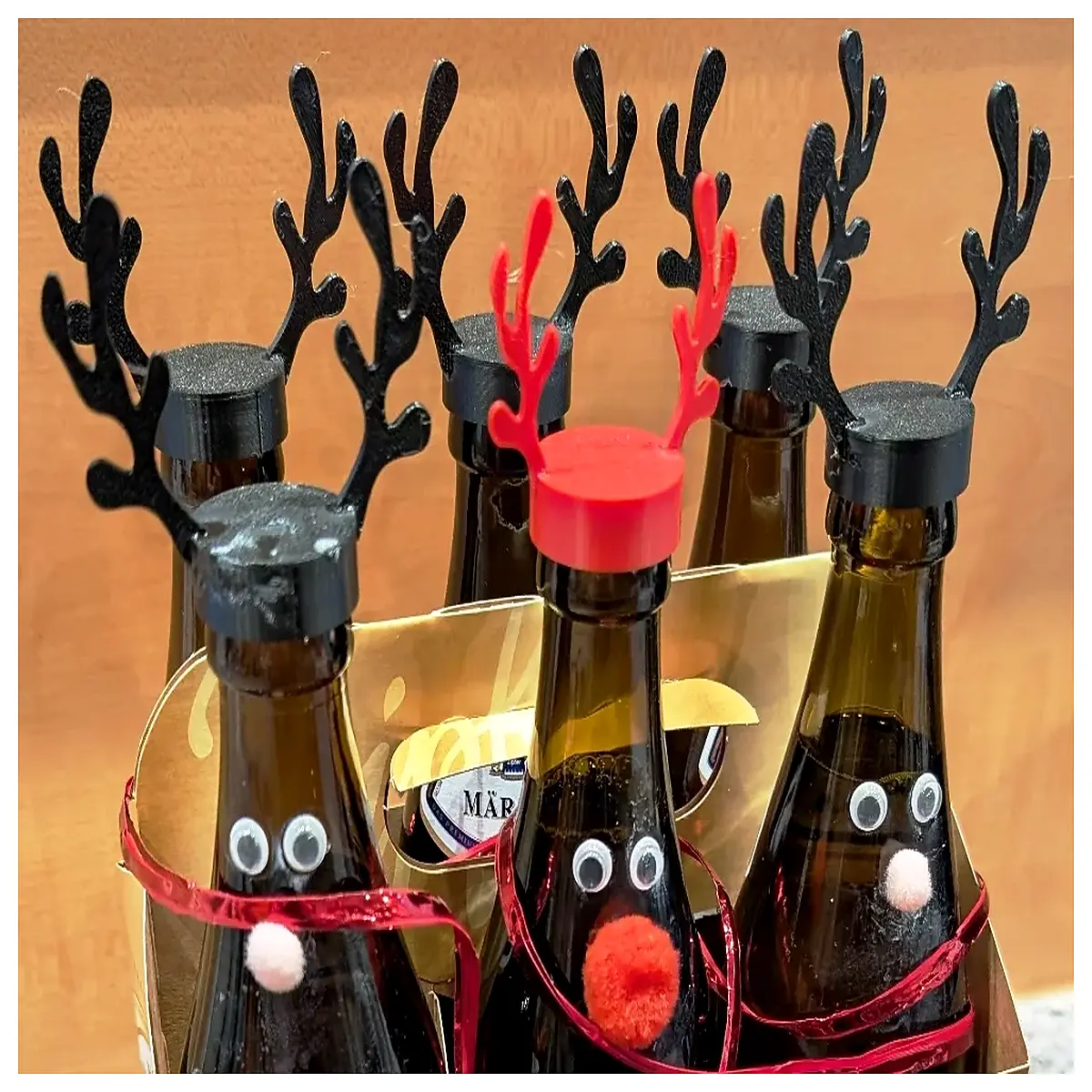 christmas reindeer bottle caps with antlers holiday party favors xmas decoration supplies