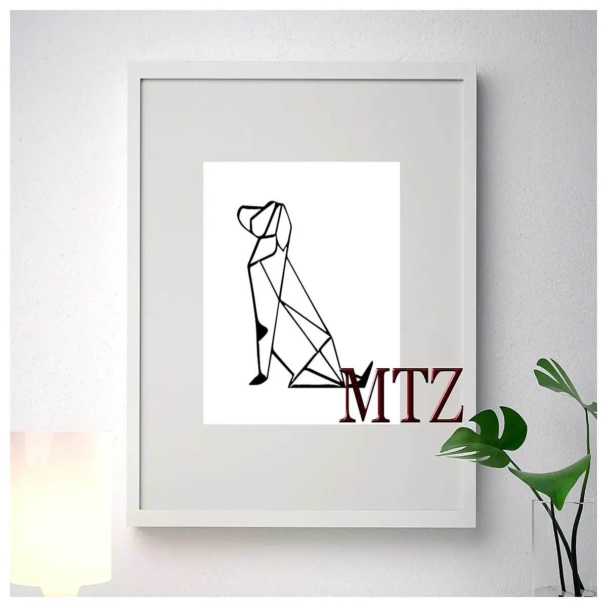 dog origami wall art canvas print paper folding animal decor for nursery minimalist pet lover home decoration