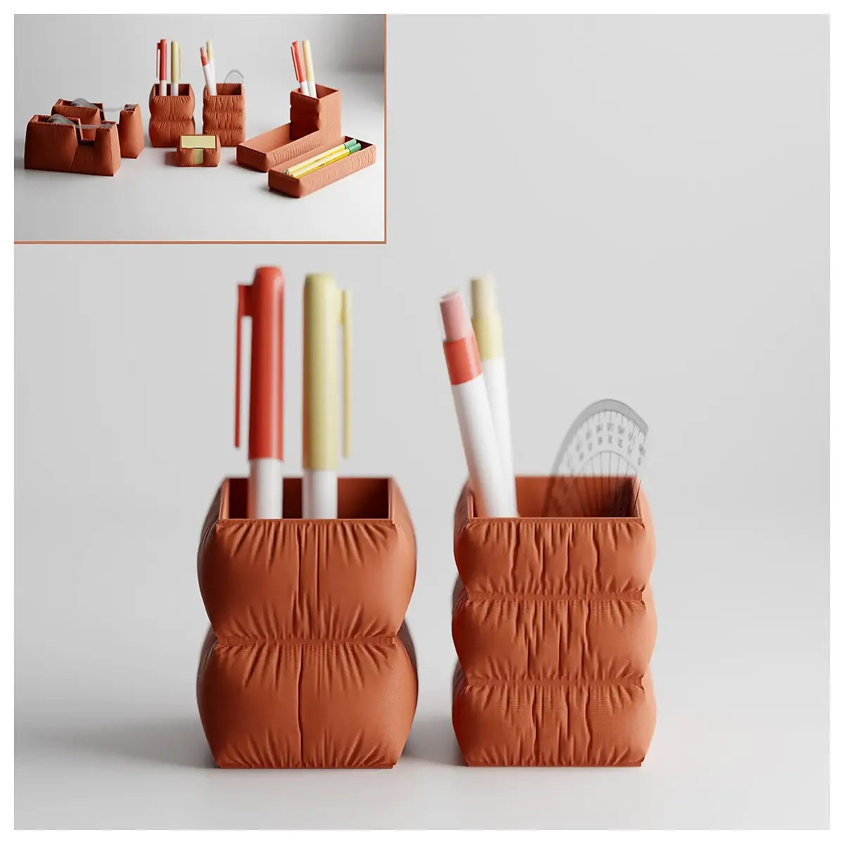 mellow office desk organizer pen holder soft aesthetic stationery storage tidy workspace accessories