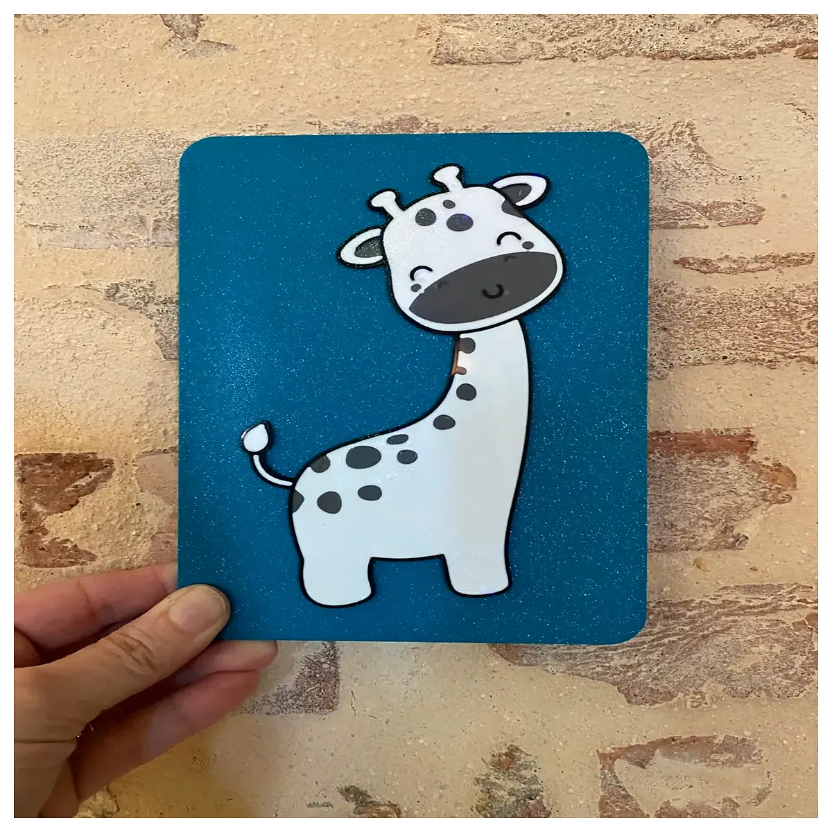 giraffe photo frame wall art kids room decor nursery jungle theme animal print picture holder