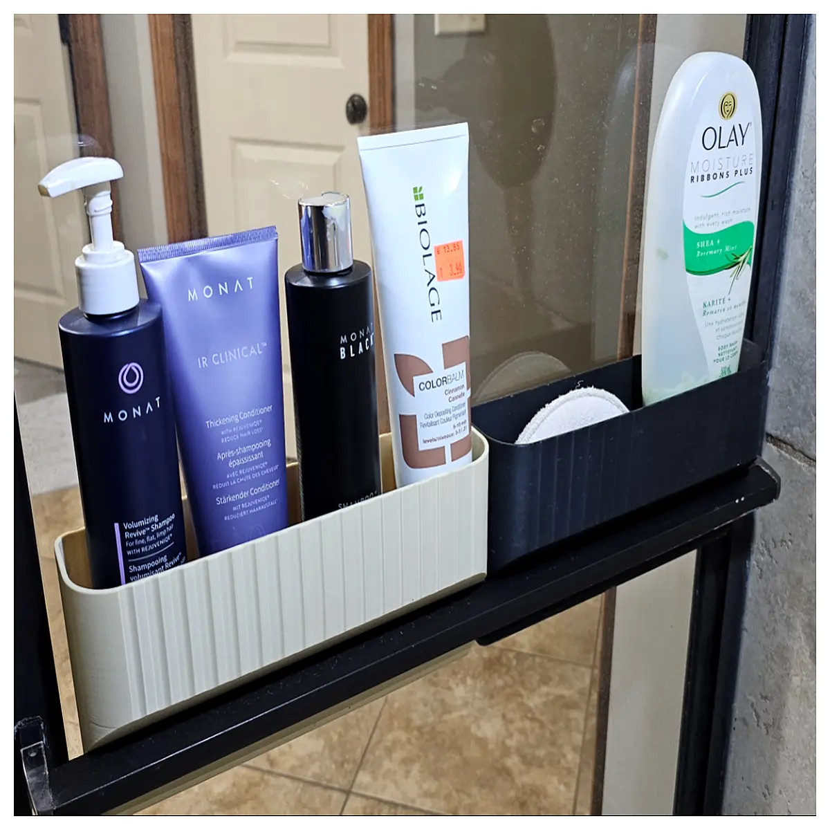 shower door shelf organizer rack for bottles soap shampoo storage holder bathroom corner caddy
