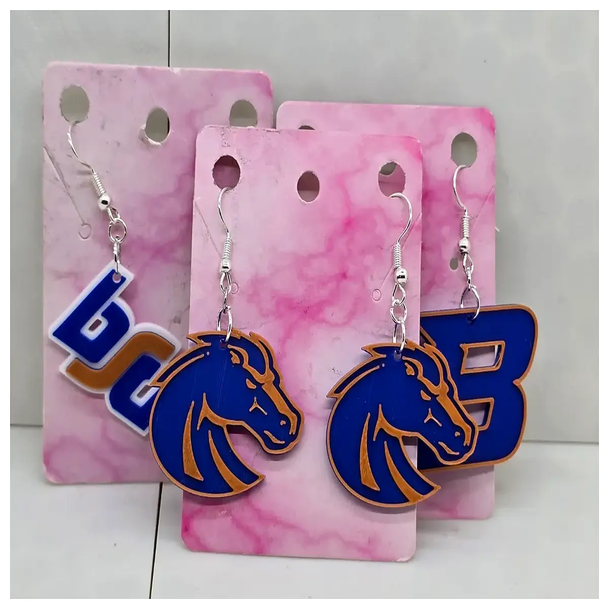 boise state broncos dangle earrings university spirit jewelry green gold hoop studs for fans