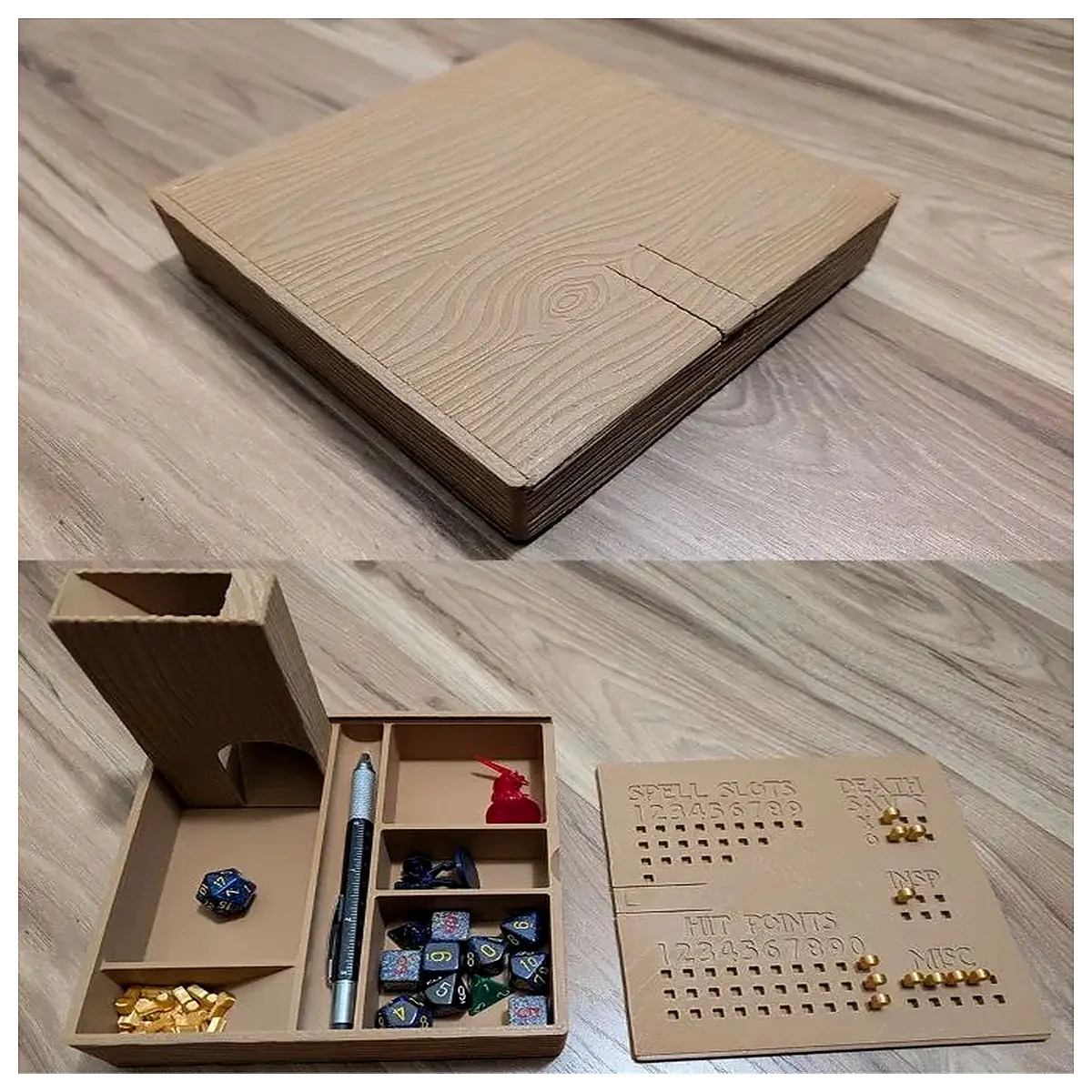 wooden battle box storage organizer for board games and miniatures