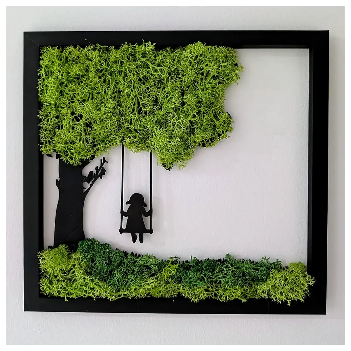 moss wall art hanging planter living moss frame decor vertical garden for home terrarium box with swing design