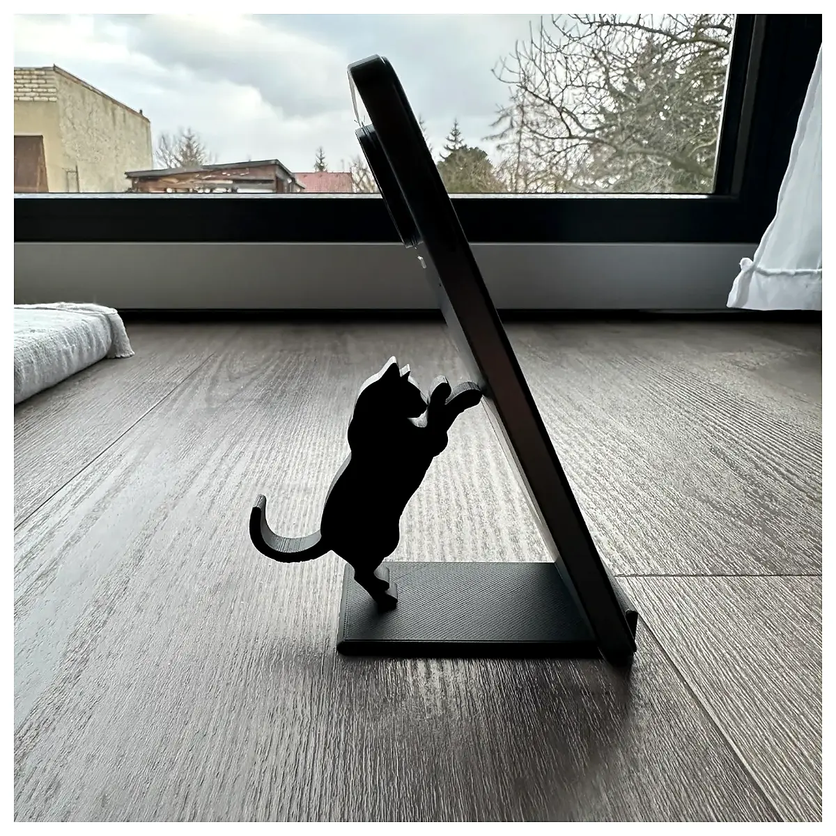 cute cat phone holder for desk adorable animal mobile phone cradle accessory shaped device grip for video calls and streaming