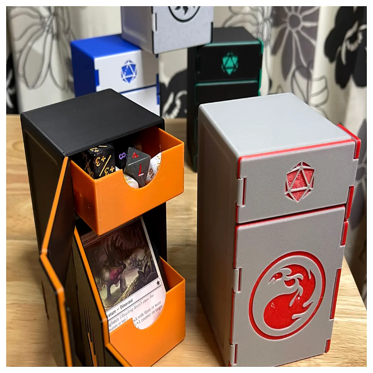 mtg card holder with dice tray compartment the gathering storage box for cards and tokens durable plastic deck case organizer