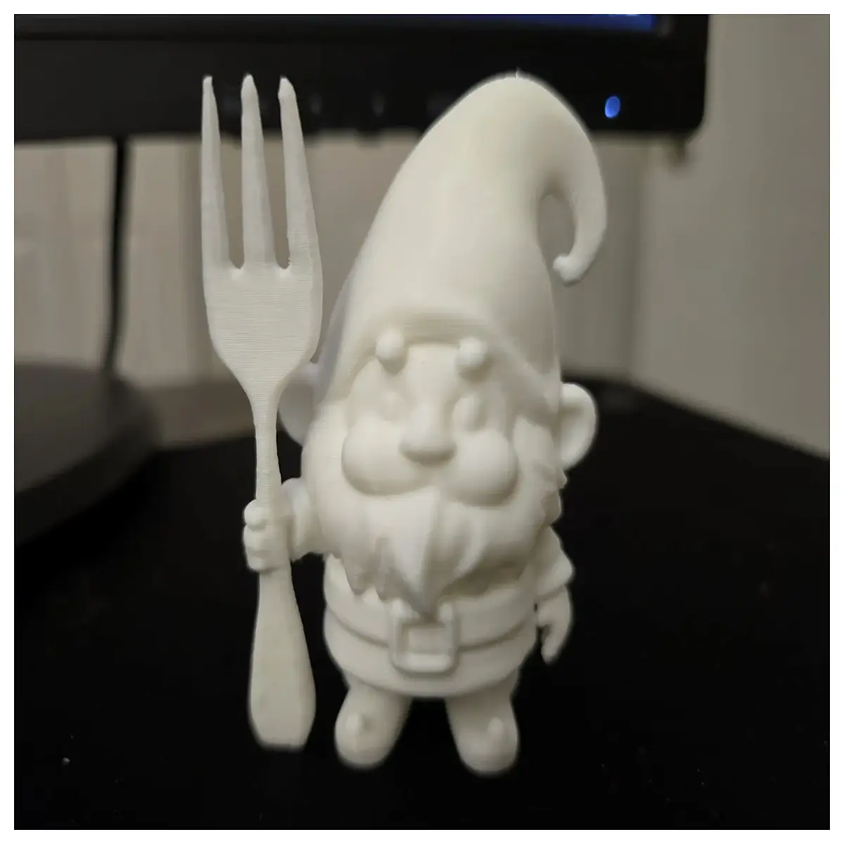 cute garden gnome with fork funny yard art decor whimsical outdoor statue for lawn