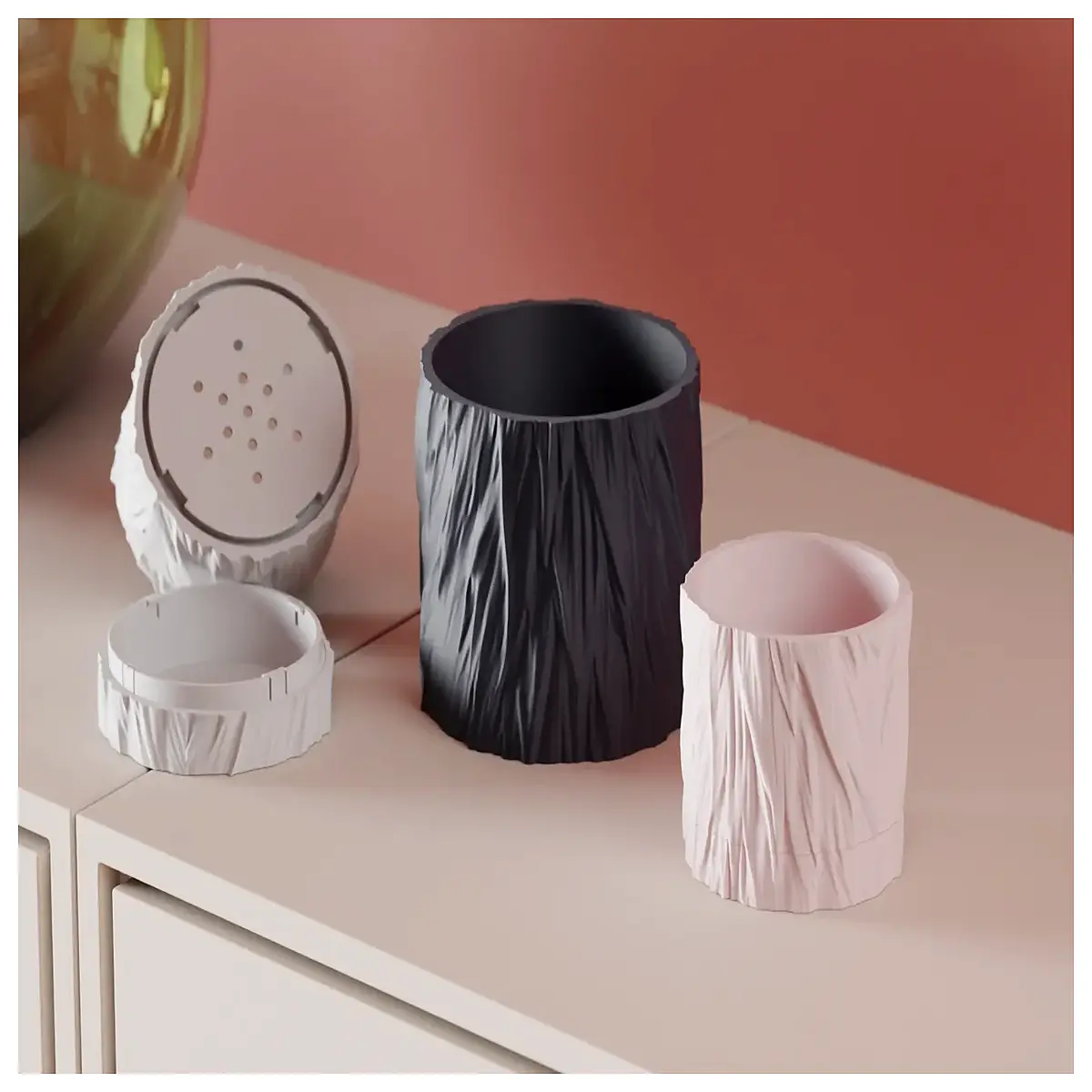 faux fur pot with drainage tray and lock clip fluffy planter for home decor