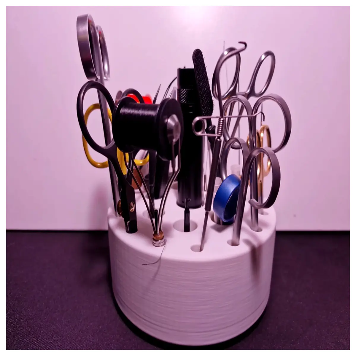 fly tying vise holder rotating tool organizer for fishing gear accessories