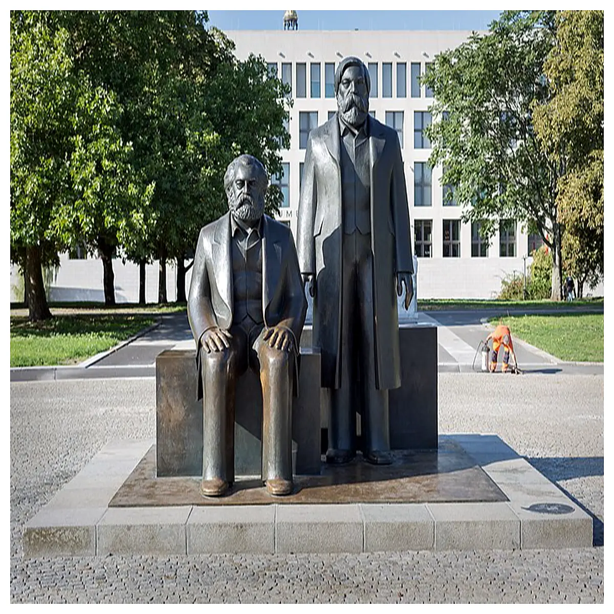 marx engels bronze statue garden decor