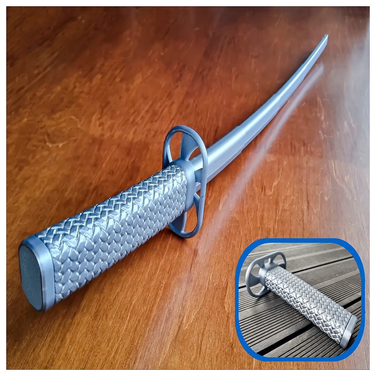 silver braided katana prop no needed printed cosplay sword