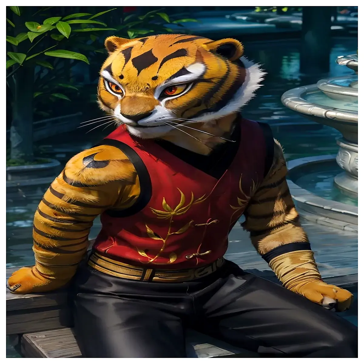 female tiger plush toy martial arts animal character doll cute fantasy movie merchandise