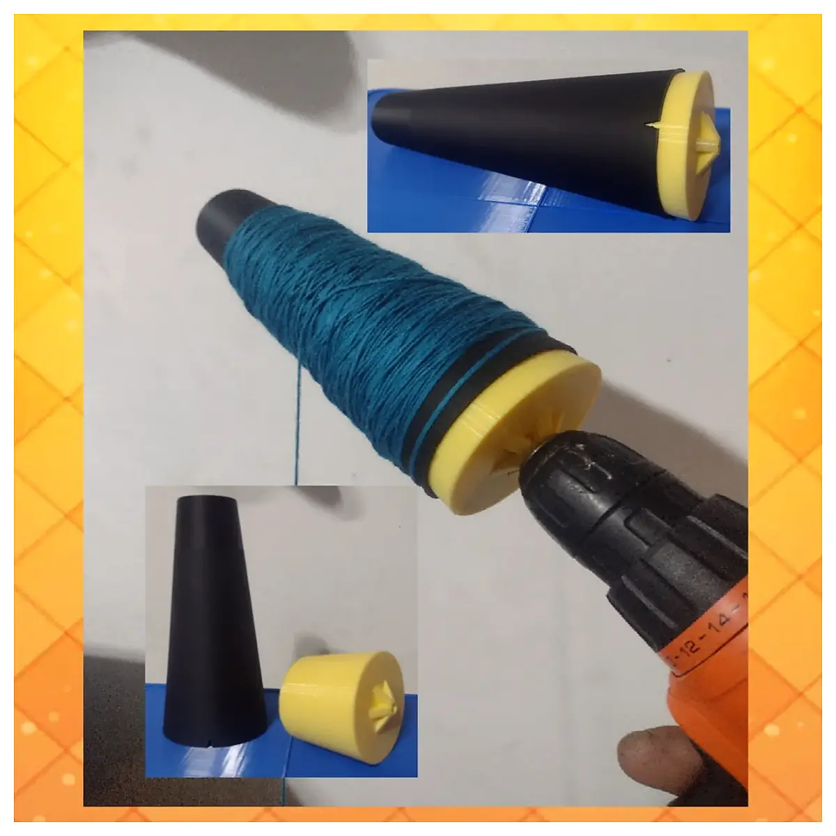 yarn spool drill adapter for diy crafts sewing machine bobbin holder conversion wood turning lathe accessory