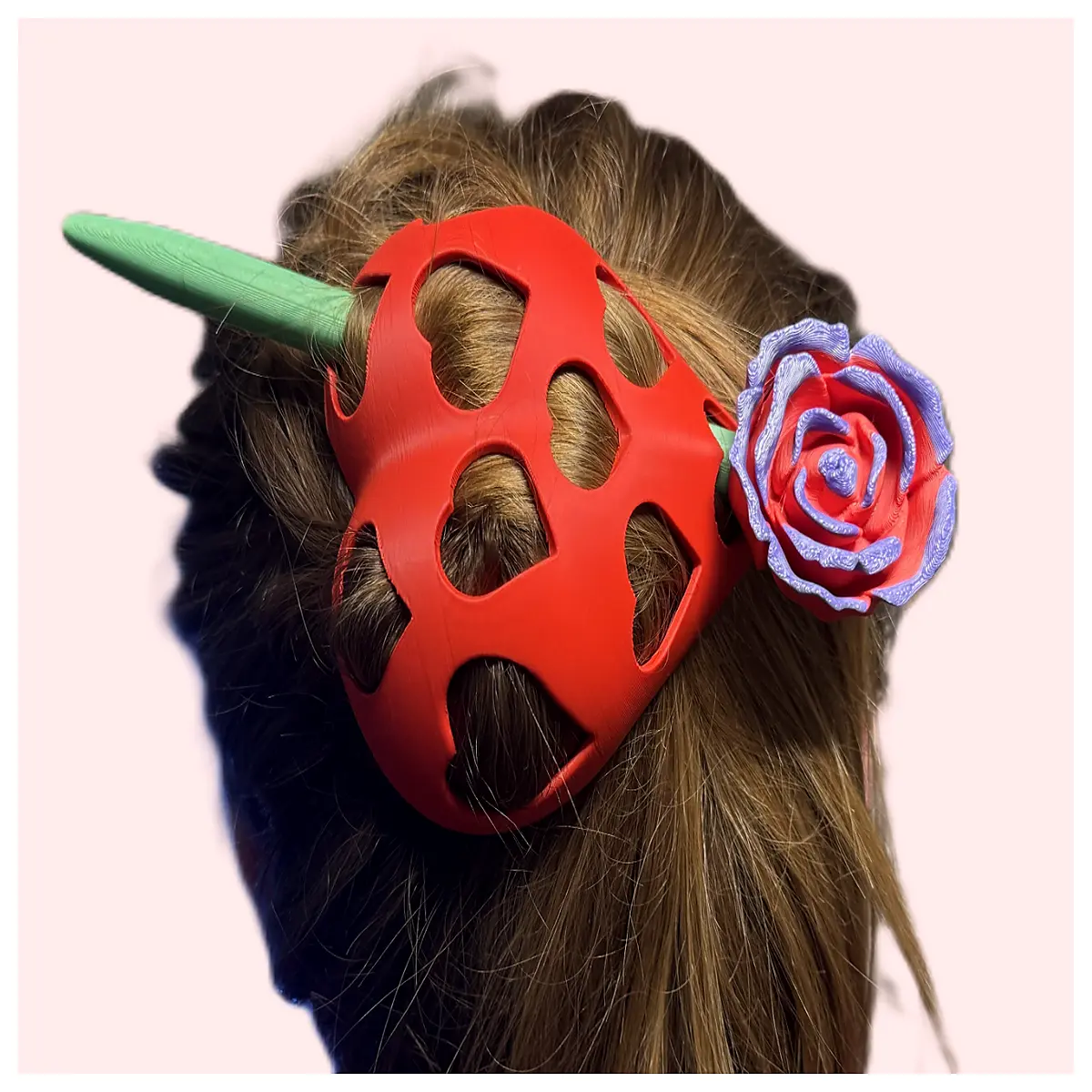 printed rose hair clip valentines day her romantic love accessory bridal wedding party jewelry